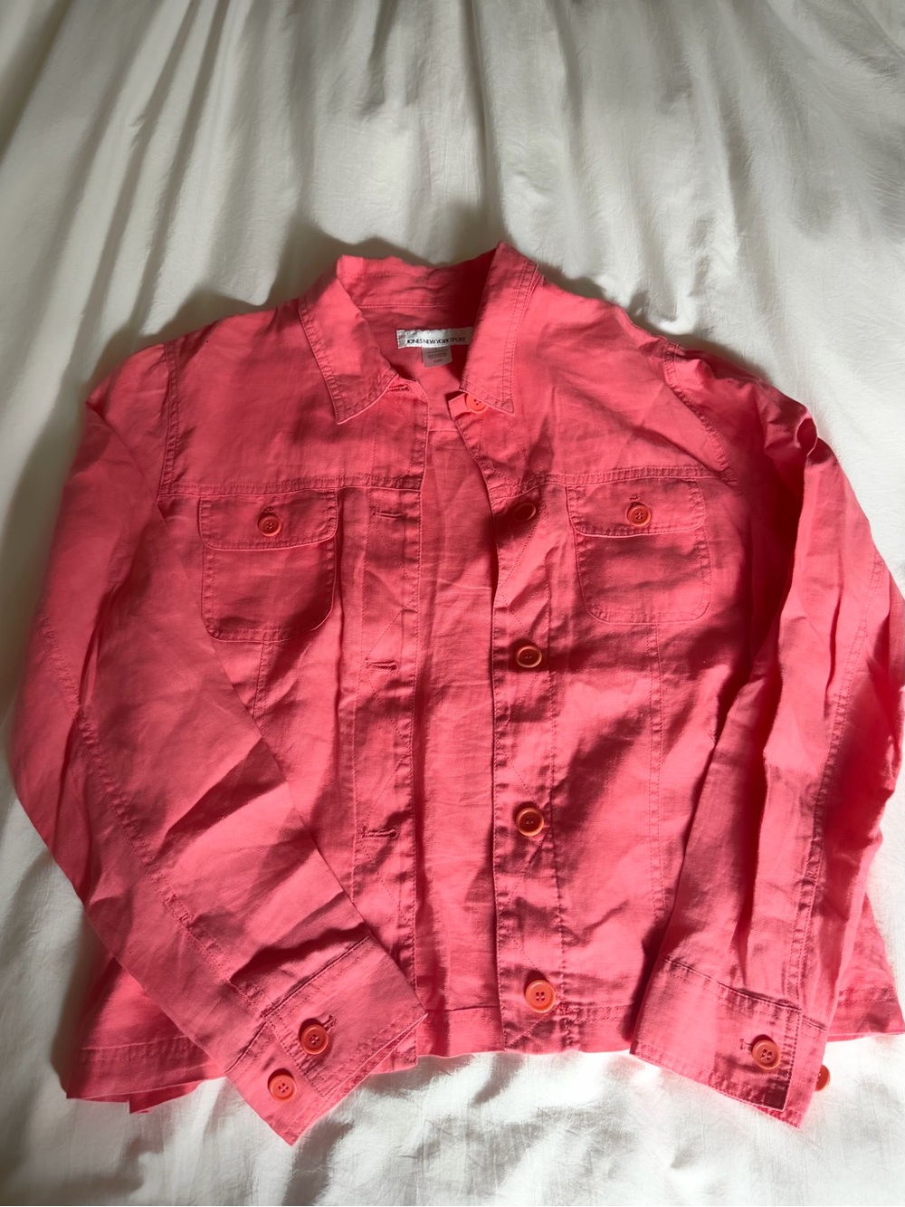 Jones New York Coral Pink Button-Down Shirt Jacket